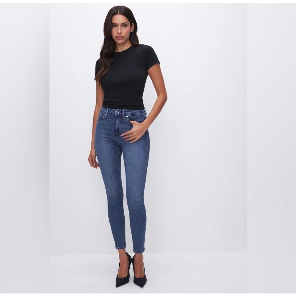 Good American Women's Good Leg Crop Jeans Denim Stretch Blue Size 6